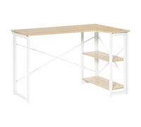 HOMCOM L-Shape Folding Computer Desk Study Workstation with 2 Shelves Oak Tone