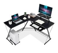 L-Shaped Computer Desk Home Office Corner Workstation w/ Movable Host Stand