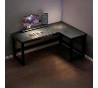 L-Shaped Computer Desk, Large Administrative Office Desk, Carbon Fiber Surface, H-Shaped Base, with Cable Management, Strong Load-Bearing Corner Computer Game Desk Right,120 * 100cm