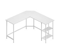 LEDREM Desk, L-Shaped Computer Desk, 138 X 138 X 76 Cm, Corner Desk With 2 Shelves, Space-Saving Office Table, Maple White