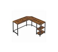 L-Shaped Computer Desk, Rustic Brown + Black
