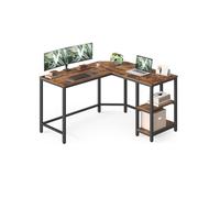 L-Shaped Computer Desk, Rustic Brown + Ink Black