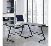 HOMCOM Office Gaming Desk L Shape Straight Corner Table Computer Laminated Sturd