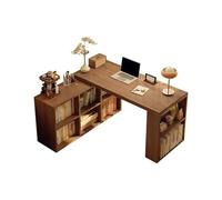 L-Shaped Computer Desk with Open Bookshelves and Storage Space, Reversible Wooden Executive Desk, Corner Table, Desk, Dressing Table or Home Office Desk Brown,100 * 100cm
