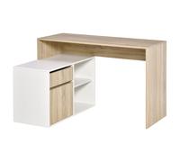 L-Shaped Corner Computer Desk Study Table PC Work w/ Storage Shelf Drawer Office - Oak and White Office - CARTER | TJ Hughes