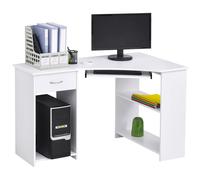 L-Shaped Corner Computer Desk White 120W x 70D x 75H cm Particleboard Melamine.