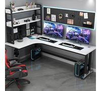 L-Shaped Corner Computer Desk with Pegboard & Bookshelf Ergonomic Home Office Gaming Workstation Space-Saving Study Table for PC/Laptop - D-Left 160x120x75cm