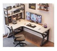 L-Shaped Corner Computer Desk with Pegboard - Solid Wood Home Office & Gaming Workstation, Ergonomic Study Writing Table with Bookshelf, Modern Design (C-left, 140x80x75cm)