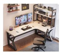 L-Shaped Corner Computer Desk with Pegboard - Solid Wood Home Office Workstation Ergonomic Gaming & Study Table with Bookshelf Modern Design (C-right 180x80x75cm)