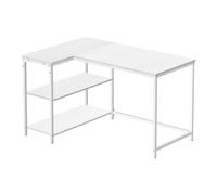 LEDREM L Shaped Corner Desk, Computer Gaming Desk With Storage, Reversible Height-Adjustable Shelves, For Home Office, 110 X 80 Cm