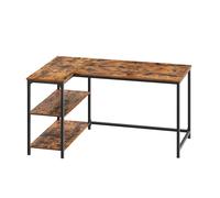 L shaped corner desk with storage and adjustable shelves, Rustic Brown / 120 x 80 cm
