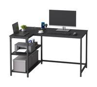 LEDREM L Shaped Corner Desk, Computer Gaming Desk With Storage, Reversible Height-Adjustable Shelves, For Home Office,ebony Black