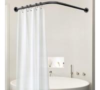 L-Shaped Corner Shower Curtain Pole, 304 Stainless Steel Telescopic Pole Tension Bar, Extendable Curved Shower Curtain Pole for Bathrooms and Bathtubs(90-130cmx90-130cm)
