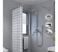 L-Shaped Corner Shower Curtain Rod Telescopic 304 Stainless Steel Pressure-Mounted Bar for Bathroom & Clothing Store Adjustable Size 130-180cm x 130-180cm