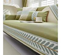 L-Shaped Couch Cover with Anti-Slip Backing, Ice Silk Sofa Protector for Living Room, Breathable Furniture Mat for Pets and Kids,Green,110 * 110cm