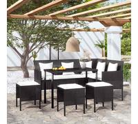 L-shaped Couch Sofa Set 5 Piece with Cushions Poly Rattan Multi Colours vidaXL