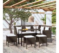 L-shaped Couch Sofa Set 5 Piece with Cushions Poly Rattan Multi Colours vidaXL