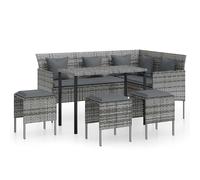 L-shaped Couch Sofa Set 5 Piece with Cushions Poly Rattan Multi Colours vidaXL