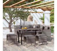 Vidaxl 5 Piece L-Shaped Couch Sofa Set With Cushions Poly Rattan Grey Couch Sofa Sets