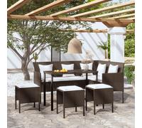 (brown) vidaXL L-shaped Couch Sofa Set 5 Piece with Cushions Poly Rattan Multi Colours