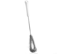 L Shaped Cup Brush with Long Handle for Thorough Bottle Cleaning Stainless Steel Core and Soft Nylon Bristles (Long Style)