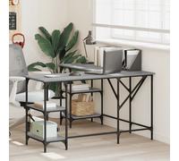 L-shaped Desk Grey Sonoma 139x139x75cm Engineered Wood Metal Corner Desk Storage