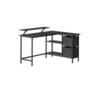 L-Shaped Desk with 2 Drawers, Ebony Black / 105D x 135W cm