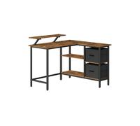 L-Shaped Desk with 2 Drawers, Rustic Brown / 105D x 115W cm