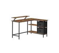 L-Shaped Desk with 2 Drawers, Rustic Brown / 105D x 135W cm