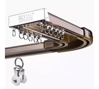 L-Shaped Double Curtain Rod for Corner 270cm Gold Double Row Track with Hooks for Blackout Curtains Curved Bracket for Drapes & Valances