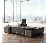 L Shaped Executive Desk with Drawers and Storage, Curved Aluminum Surface, Stylish Home or Office Management Table, Right Configuration, 180cm (70.8in) - Convenient and Modern