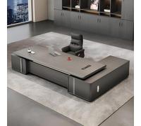 L Shaped Executive Desk with Drawers and Storage, Curved Aluminum Surface, Stylish Home or Office Management Table, Right Configuration, 180cm (70.8in) - Convenient and Modern