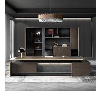 L Shaped Executive Office Desk with File Drawers and Cable Management, 94 inch Computer Desk with LED Light Strip, Study Table Business Furniture Set Workstation for Boss Manager