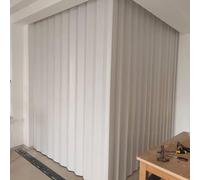 L-Shaped Folding Sliding Door with Handle, PVC Vinyl Temporary Room Divider for Closet, Wardrobes, Dining Room, Privacy Door - No Lower Rail