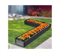 L-Shaped Galvanized Steel Raised Garden Bed - Charcoal Black, Open-Bottom Planter for Efficient Corner Gardening