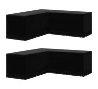 vidaXL Garden Furniture Covers 2 pcs L-Shaped 12 Eyelets 250x250x90 cm, Black