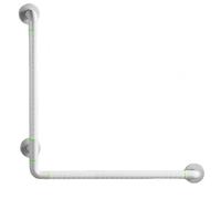 L-Shaped Grab Bar for Bathroom Safety - Glow-in-Dark Handle, 360° Rotating Base, 600lb Weight Capacity, Anti-Slip Grip, 35mm Diameter (Yellow/White, 38/48/58/68cm)