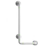 L-Shaped Grab Bar for Bathroom Safety - Glow-in-Dark Handle, 360° Rotating Base, 600lb Weight Capacity, Anti-Slip Grip, 35mm Diameter (Yellow/White, 38/48/58/68cm)