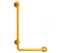 L-Shaped Grab Bar for Bathroom Safety - Glow-in-Dark Handle, 360° Rotating Base, 600lb Weight Capacity, Anti-Slip Grip, 35mm Diameter (Yellow/White, 38/48/58/68cm)