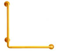 L-Shaped Grab Bar for Bathroom Safety - Glow-in-Dark Handle, 360° Rotating Base, 600lb Weight Capacity, Anti-Slip Grip, 35mm Diameter (Yellow/White, 38/48/58/68cm)