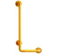 L-Shaped Grab Bar for Bathroom Safety - Glow-in-Dark Handle, 360° Rotating Base, 600lb Weight Capacity, Anti-Slip Grip, 35mm Diameter (Yellow/White, 38/48/58/68cm)
