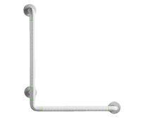 L-Shaped Grab Bar for Bathroom Safety - Glow-in-Dark Handle, 360° Rotating Base, 600lb Weight Capacity, Anti-Slip Grip, 35mm Diameter (Yellow/White, 38/48/58/68cm)