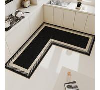L-Shaped Kitchen Floor Mat Non-Slip Waterproof PVC Carpet Oil-Proof Minimalist Lines Rug Home Decoration(SA5889-QT,Custom Inquiry)