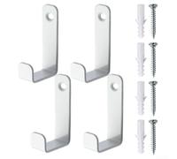 L Shaped Ladder Hooks 4 Pack Heavy Duty Wall Mount Utility Brackets Cold Rolled Steel Garage Storage Rack for Tools Bikes White Black with Screws 62x34mm(White)