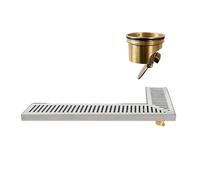 L-Shaped Linear Shower Drain, 304 Stainless Steel Hair Catcher, Copper Core, Rapid Drainage, Corner Floor Drain Trench for Home and Outdoor, 30x100cm