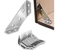 L Shaped Metal Brackets 1/5/10/20pcs Thickened Stainless Steel Angle Code 90 Degrees Right Angle Fixed Corner Bracket Furniture Connectors(Color10PCS)