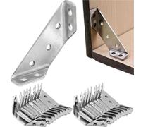 L Shaped Metal Brackets 1/5/10/20pcs Thickened Stainless Steel Angle Code 90 Degrees Right Angle Fixed Corner Bracket Furniture Connectors(Color20PCS)