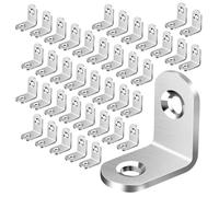 L Shaped Metal Brackets 40/20pcs Stainless Steel L Brackets - Small Right Angle Corner Brace for Shelves, Wood Furniture, Chair(40PCS)