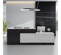 L-Shaped Modern Reception Desk White for Supermarkets Mini Markets Beauty Salons & Offices - Stylish R-220 cm Reception Furniture