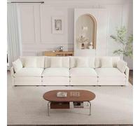 L-Shaped Modular Sectional Sofa, 365 cm Deep Seat Couch with Ottoman, 6-8 Seater Corner Sofa, No Assembly Required, Chenille Fabric, Perfect for Living Room